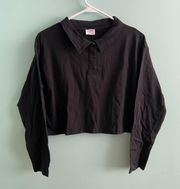 Black Cropped Long Sleeve  Top