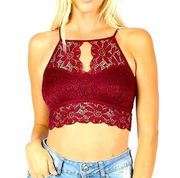 Zenana Outfitters Burgundy Halter Bralette Sz S