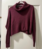 Hollister Burgundy Maroon Ribbed Knit Turtleneck Relaxed Fit Sweater XSmall EUC