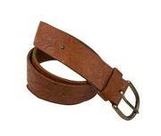 *AEO American Eagle Brown Leather Tooled Leather Womens Belt Western Gold Buckle
