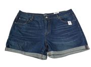 Time and Tru Womens Jean Shorts Size 18 Cuffed Relaxed Fit Dark Wash Blue Denim