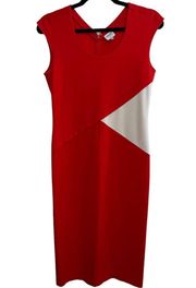 Contrast-Panel Milano Jersey Sheath Dress