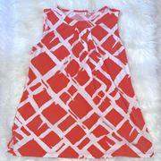 Susan Graver Orange and White Abstract Sleeveless Top