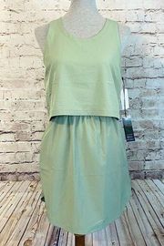 Kyodan Active Womens Sleeveless Dress Layered Zip Side Pocket Green Size Small