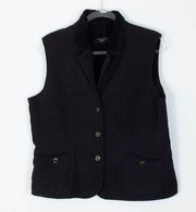 Talbots Petites Fleece Lined Black Quilt Vest Womens Size Large