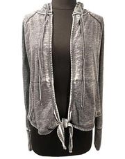 NEW DKNY Women’s Gray Burnout Tie Front Hoodie size Large