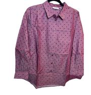 Joan Rivers Polka Dot Purple Button Up Blouse Work Career Novelty Size 6