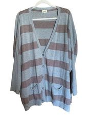 Bke Buckle Womens Size XL Multicolor Stripe Cotton Button Cardigan Sweater