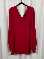 Lane Bryant Red V Neck Long Sleeve Sweater Sz.26/28 NWT