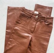 Wilfred aritzia Straight Leg Brown Faux Leather Pants