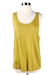 GIORGIO ARMANI Italian Relaxed Tank Top Yellow Cotton Mustard Scoop Neck Sm NWT