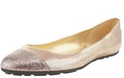 Jimmy Choo | Metallic Gold Ballet Flats Cap Toe 36