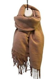 Blanket Scarf Cashmere Blend Camel Sparkle Fringe 78X26 Super Soft Cozy Wrap