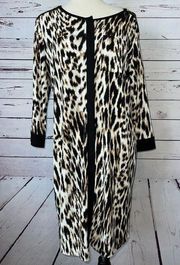 Chicos Shirt Dress Cheetah Animal Print size 1 Medium tunic Zippers Pockets