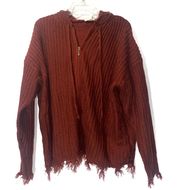Full Zip Frayed Sweater Jacket Women’s Medium