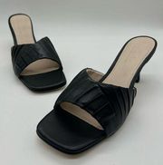 Journee Collection Heels Womens 12 Black Genuine Leather Juliette Sandals NEW