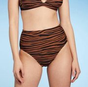 Kona Sol animal print high waist swim bottom size L NWOT