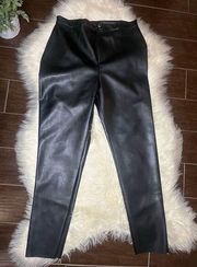 Pretty Little Thing  black faux leather straight legged trousers Sz 10