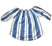 Revolve Young Fabulous & Broke Blue & White Striped Linen Cotton Top Size Medium
