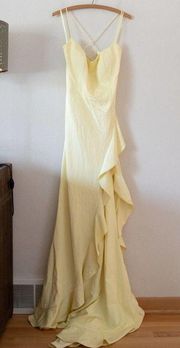 NEW  Flutter Slit Trumpet Gown in Pale Yellow