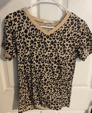 Cheetah V Neck Top