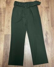 Ontwelfth Pocketed Belted High Rise Olive Green Womens Stretch Pants Size Medium