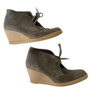 J Crew Lace Up Wedge Ankle Suede Boots Booties Shoes Women's Size 8 Grey