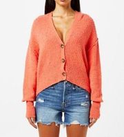 Free People Found My Friend Cardigan in Peachy Pink. Small