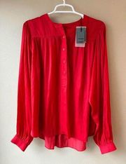 Zadig & Voltaire Women's Tigy Satin Blouse in Passion Red Size Large