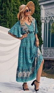 PrettyGarden NEW Floral Bohemian Flowy Women’s Maxi Sundress (D123)