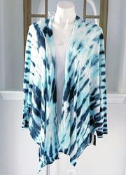 Andrea Jovine Tie Dye Cardigan Sweater Indigo Multi Blue Size L/XL NWT $118.00