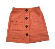 Honey Belle - High Waist Button front Mini Skirt in Terracotta