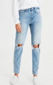 High-Rise Distressed Mom Jeans