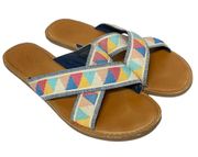 Toms Women's Viv Crisscross Multi Color Flat Sandals Size 10