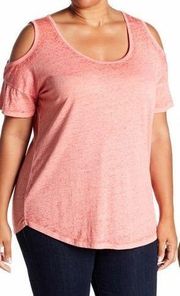 Planet Gold Tee Womens Burnout Soft Peach Top Lounge Women Plus 3X Coral NWT