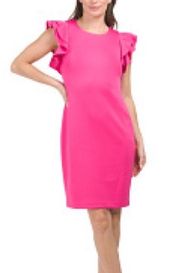 SIGNATURE STUDIO PINK DRESS WITH RUFFLE SLEEVES