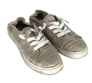 Tommy Bahama Womens Striped Canvas Memory Foam Slip-On Sneakers Taupe Size 8.5