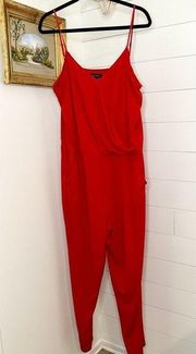 1.State Wrap Front Jumpsuit Spaghetti Strap Stretch Pockets Red Size XL