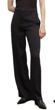 Club Monaco Tab Detail Wide Leg Viscose Trouser Pants Black 10