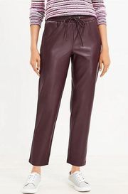 NWOT LOFT Pull On Slim Pants in Faux Leather Color: Rich Aubergine