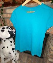 Short Sleeve Tee Shirt T-Shirt Top, Cotton, NWOT, Turquoise Sz S