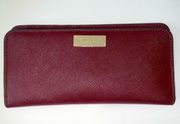 Henri Bendel Saffiano Leather Bifold Long Wallet Burgundy Wine EUC