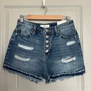 KanCan | Distressed Medium Wash High Rise Denim Shorts NWT Size M