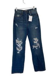 NWT CELLO Super High Rise Dad Jeans Distressed Size 7 28 New Ripped The Buckle