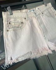 Re/Done x Levi's The Short Cut Off Denim Shorts Distressed Blush Pink Size 28