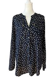 Charter Club Blue and White Long Sleeve Blouse Women’s Size Medium