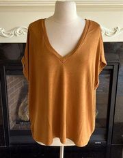 Mod Ref Rust V Neck Top Womens XX Large Autumn Gold Short Sleeve