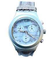 SWATCH Irony Watch Chronograph Aluminum Pink Silver Swiss 4 Jewels Watch Circa 2