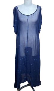 Lacausa Factory Sheer Long Dress in Luna Wash Navy Blue Size XS