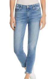 PAIGE Hoxton High Rise Cropped Raw Hem Skinny Jeans in Atterberry